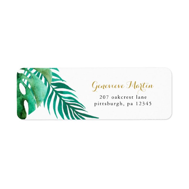 Étiquette Joli Palm Feuille Mariage (Devant)