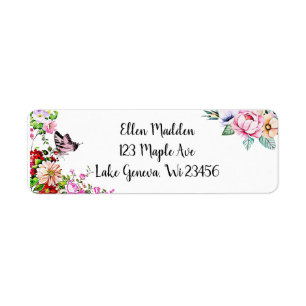 Étiquette Joli papillon floral
