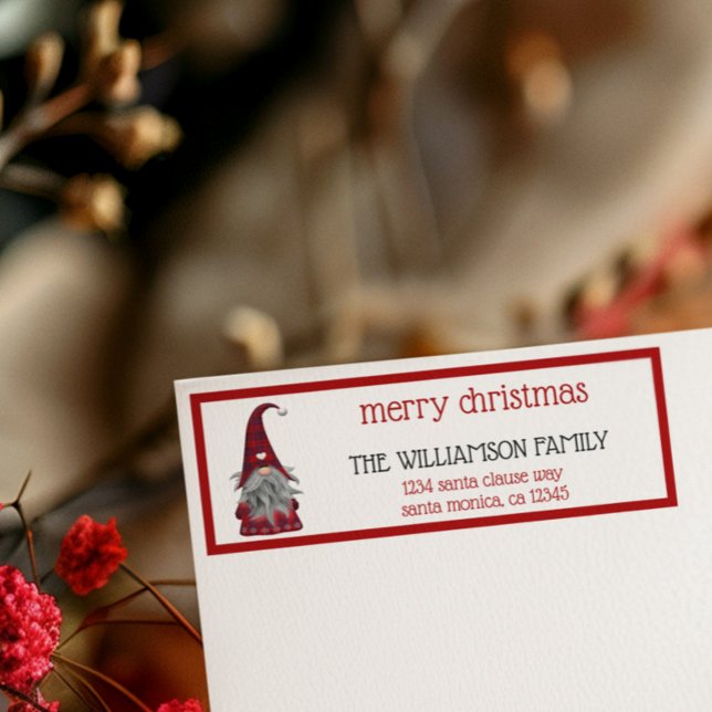 Étiquette Joli Rustique Joyeux Noël Gnome Adresse de retour (Créateur téléchargé)