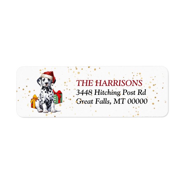 Étiquette Joli Santa Hat Dalmatie Chiffres de chiot (Devant)
