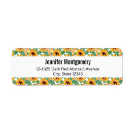 Étiquette Joli tournesol Jaune et Motif vert