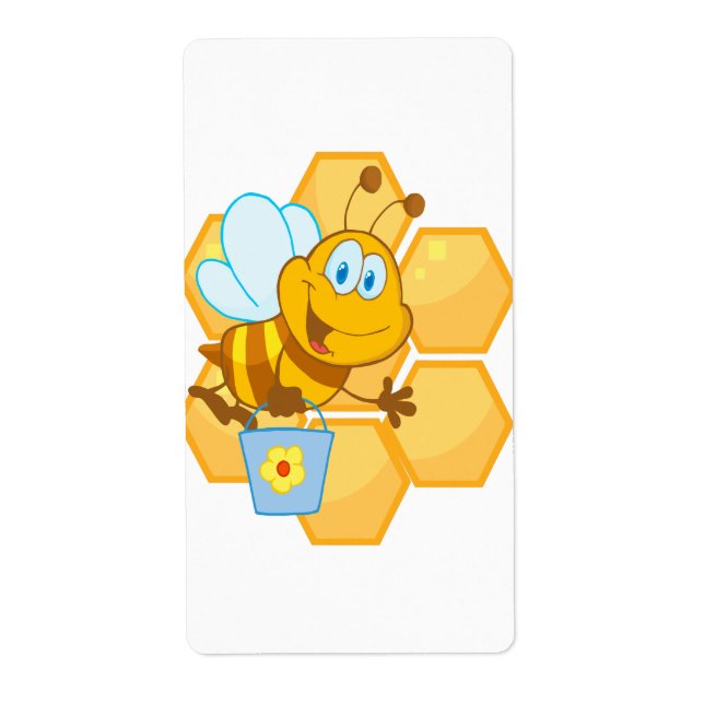 Étiquette jolie abeille au miel et nid d'abeille (Devant)