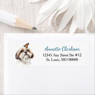 Étiquette Jolie adresse de retour de chien Shih Tzu Papillon