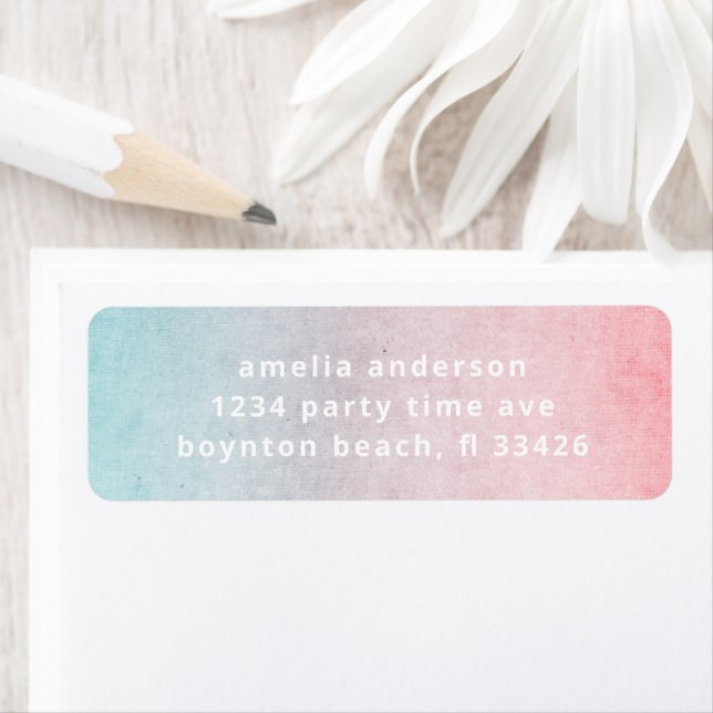 Étiquette Jolie aquarelle Pastel Aqua Texte Simple (En situation)