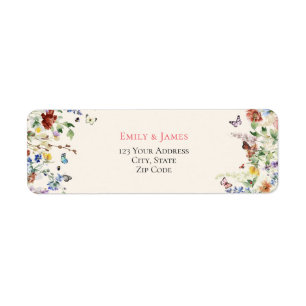 Étiquette Jolie couleur Fleur sauvage Mariage Adresse de ret