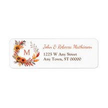 Jolie couronne d'automne Monogramme Adresse de ret