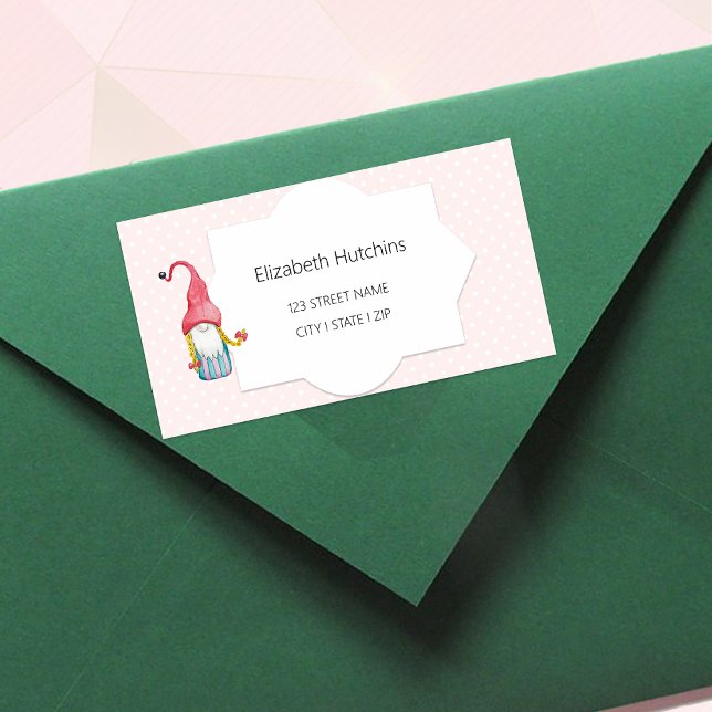 Étiquette Jolie fille de Noël Gnome Monogrammé (Créateur téléchargé)