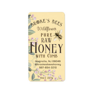 Étiquette Jolie fleur de prairie et miel d'abeille avec Étiq
