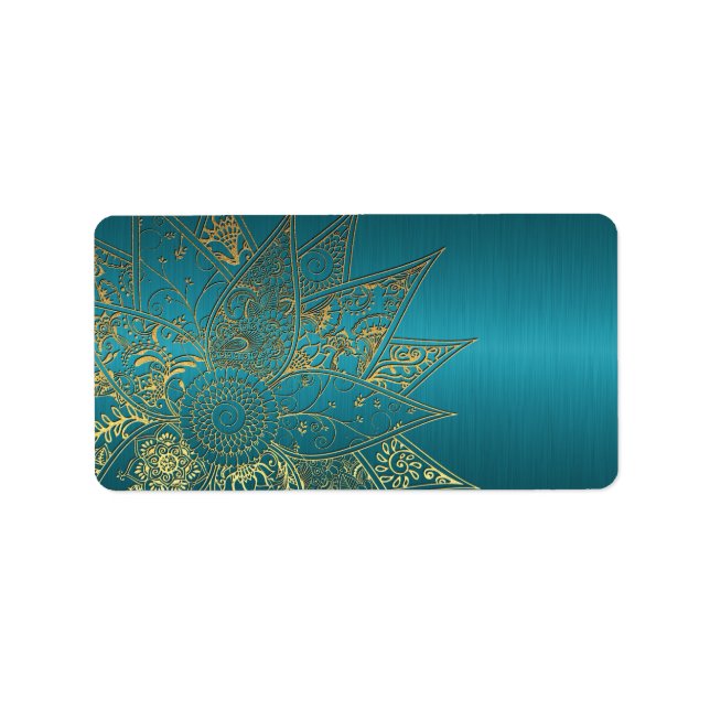 Étiquette Jolie fleur henné dessin à la main (Devant)