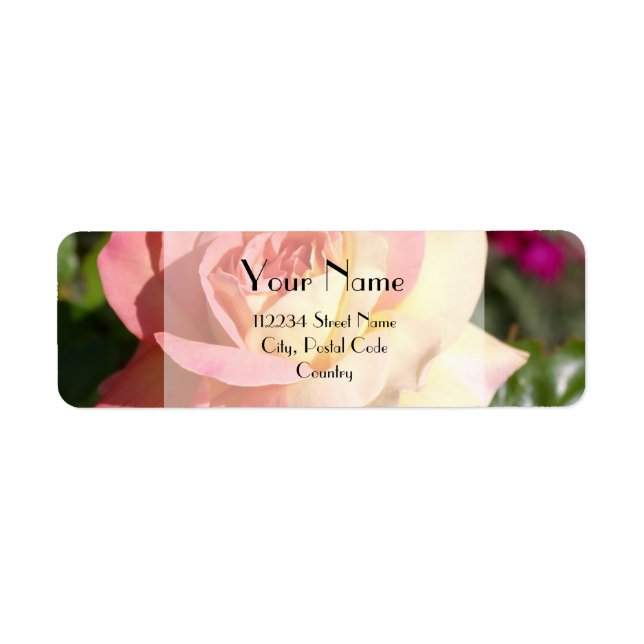 Étiquette Jolie fleur rose et jaune, personnalisée (Devant)