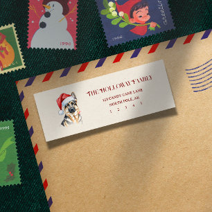 Étiquette Jolie main de Noël tiré berger allemand retour