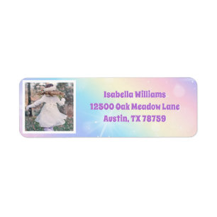 Étiquette Jolie Pastel Rainbow Sparkle Kids Photo