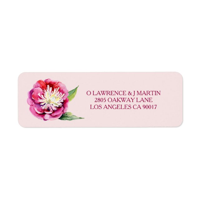 Étiquette Jolie Peony Aquarelle Florale (Devant)