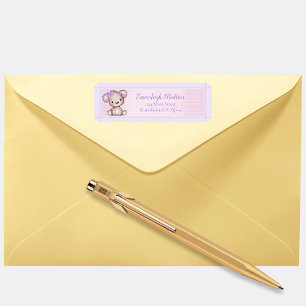 Étiquette Jolie Purple Bear Girl Baby shower Adresse de reto