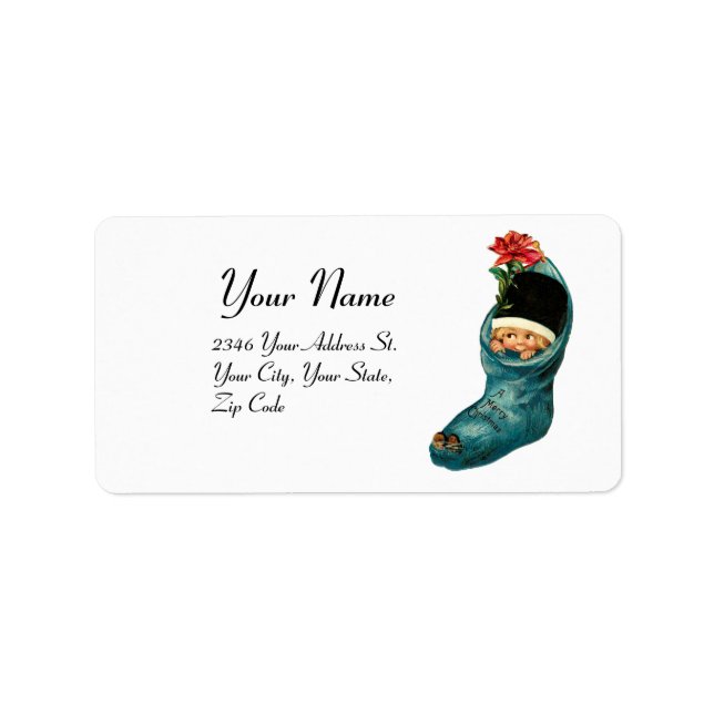 Étiquette Jolie réserve de Noël, Petit enfant, Rouge blanc (Devant)