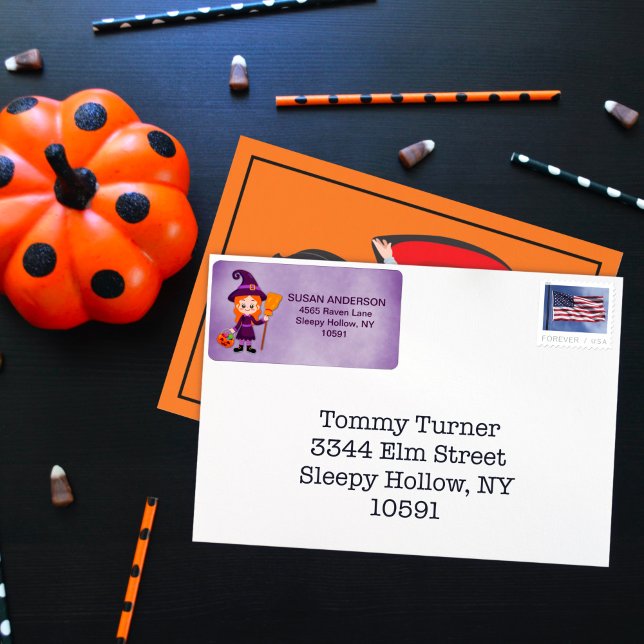 Étiquette Jolie sorcière de la fête du costume pour enfants  (Créateur téléchargé)