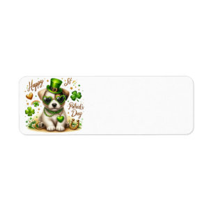 Étiquette Jolie St. Patrick's Day Puppy adresse de retour