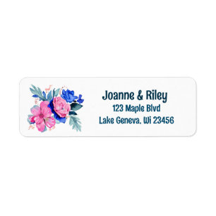 Étiquette Jolies fleurs rose et bleue Personnalisées