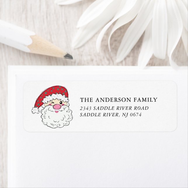 Étiquette Jolly Fun Père Noël Adresse de retour (En situation)