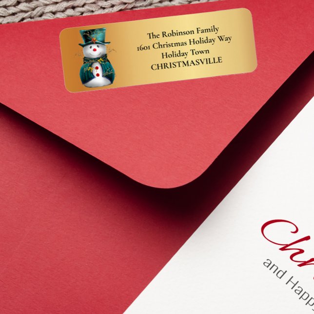 Étiquette Jolly Green Snowman Whimsical Noël (Créateur téléchargé)