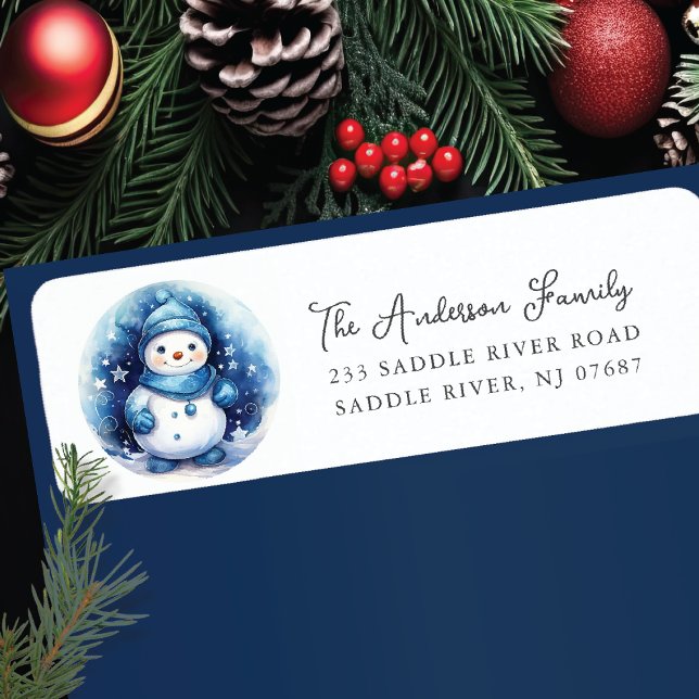 Étiquette Jolly Snowman Adresse de retour (Créateur téléchargé)