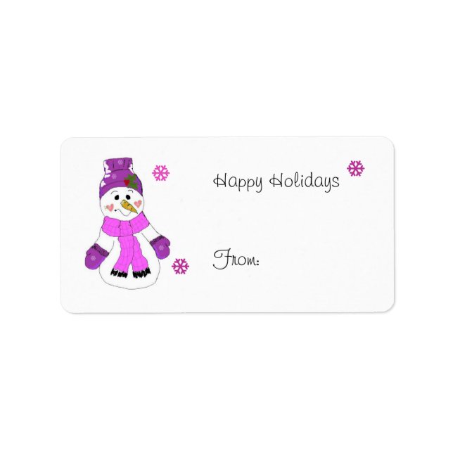 Étiquette Jolly Snowman en violet (Devant)