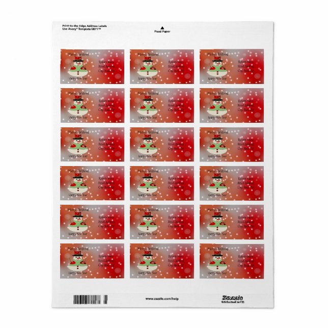 Étiquette Jolly Snowman Snowy Dreams (Feuille entière)