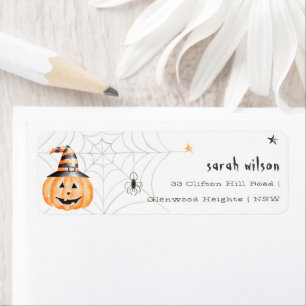 Étiquette Jote Éffrayante Halloween Citrouille Spider Adress