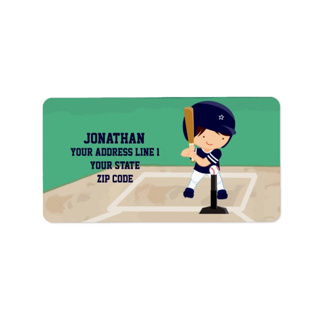 Étiquette Joueur de dessin animé personnalisé de baseball mi (Devant)
