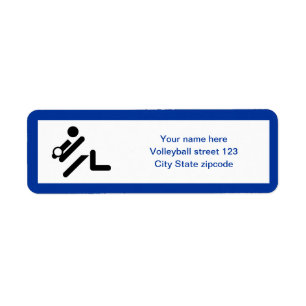 Étiquette Joueur de volley-ball noir, blanc, bleu icon custo