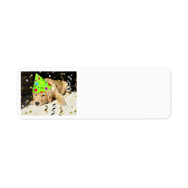 Étiquette Jour d'anniversaire Golden Retriever (Devant)