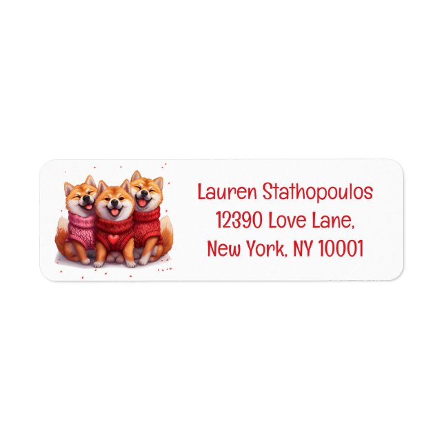 Étiquette Jour des Valentines Chiens Shiba Inu (Devant)