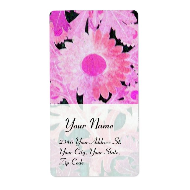 Étiquette JOUR, rose blanc noir (Devant)