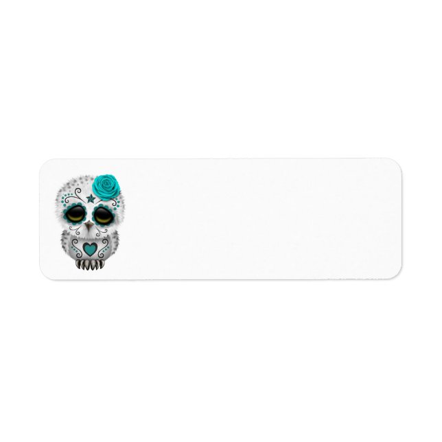 Étiquette Jour Turquoise de la Chouette crânienne Morte (Devant)