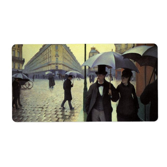 Étiquette Journée de la Pluie de Paris par Gustave Caillebot (Devant)