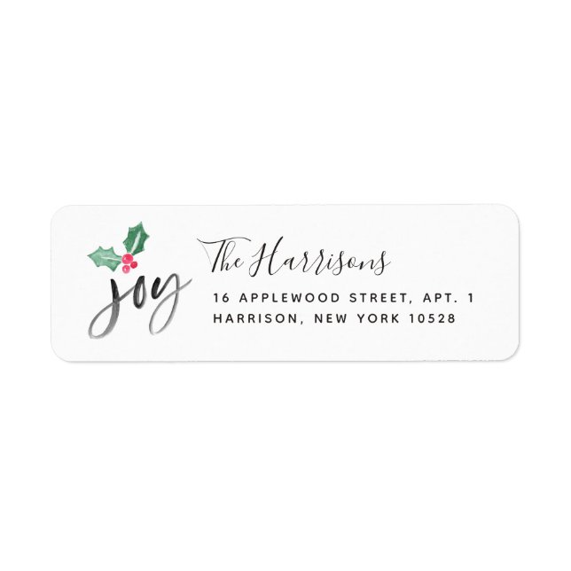 Étiquette Joy Brush Script Holiday | Noël (Devant)