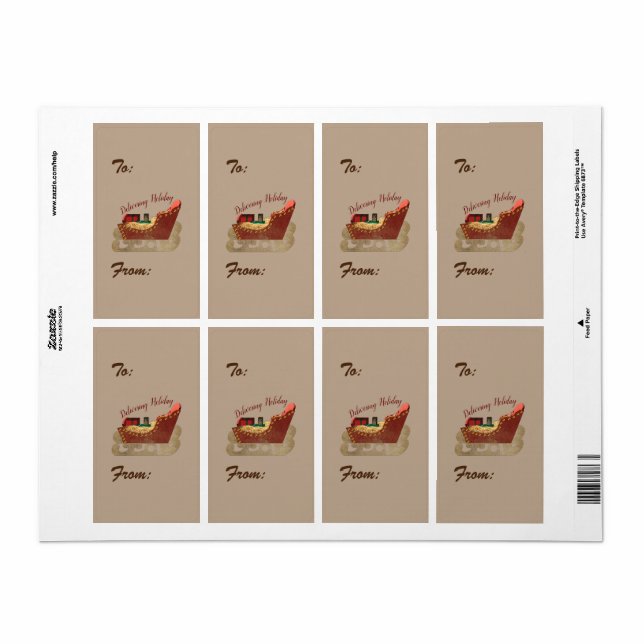 Étiquette Joy Sleigh Présente (Feuille entière)