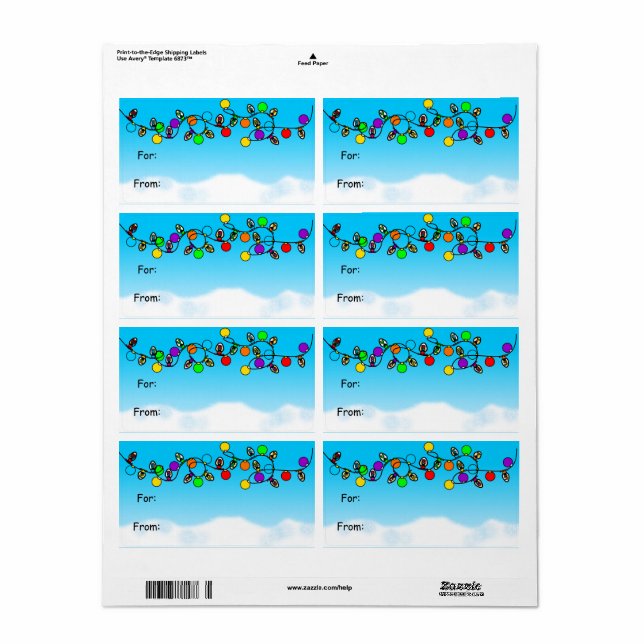 Étiquette Joyeuses ampoules de Noël (Feuille entière)