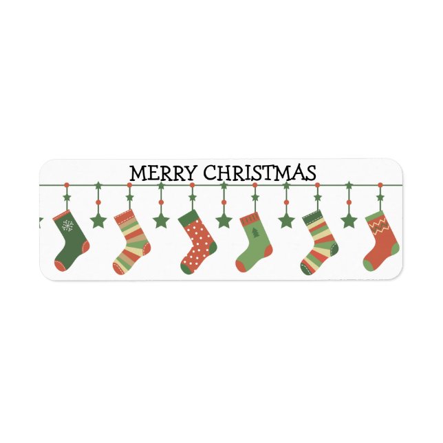 Étiquette Joyeuses Chaussettes de Noël accrochées à la guirl (Devant)