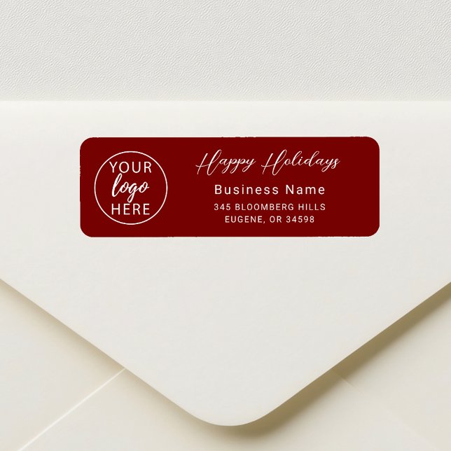 Étiquette Joyeuses Fêtes Entreprise Adresse de Retour Person (Happy Holidays Business Custom Return Address Label)