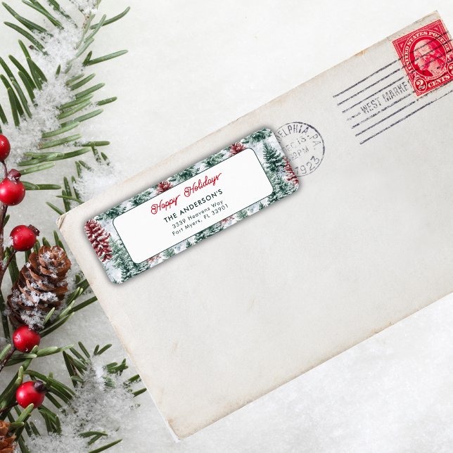 Étiquette Joyeuses fêtes Forêt de Noël (Créateur téléchargé)