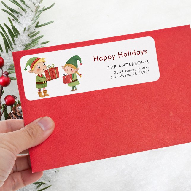 Étiquette Joyeuses fêtes Noël Elfs Mischief (Créateur téléchargé)