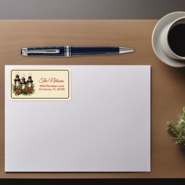 Étiquette Joyeuses vacances Lanternes d'hiver Noël (Créateur téléchargé)