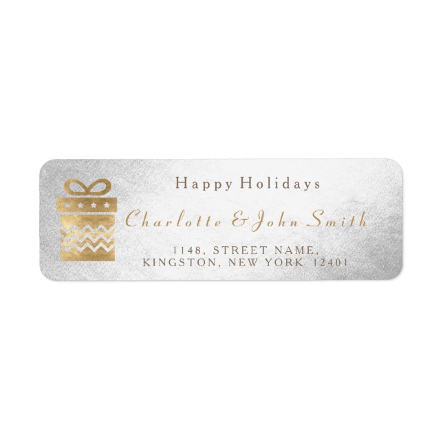 Étiquette Joyeuses vacances Silver Golden Glam Cadeau (Devant)