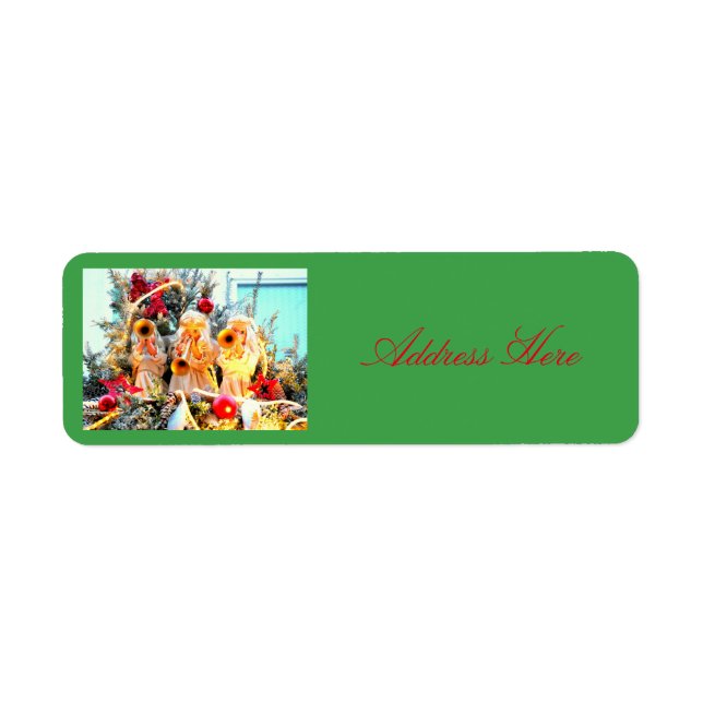 Étiquette Joyeux anges de Noël trompant (Devant)