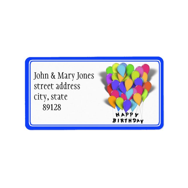 Étiquette Joyeux anniversaire - Ballons de fête (Devant)