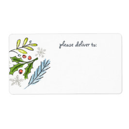 Étiquette Joyeux Boughs d'épinette de Noël vierges