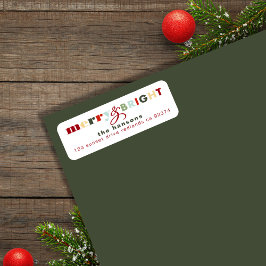 Étiquette Joyeux et lumineux Noël Adresse de retour