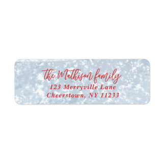 Étiquette Joyeux Frosty bleu et rouge brillant retour joyeux