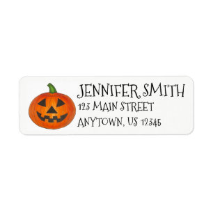Étiquette Joyeux Halloween Citrouille orange Jack o' Lantern